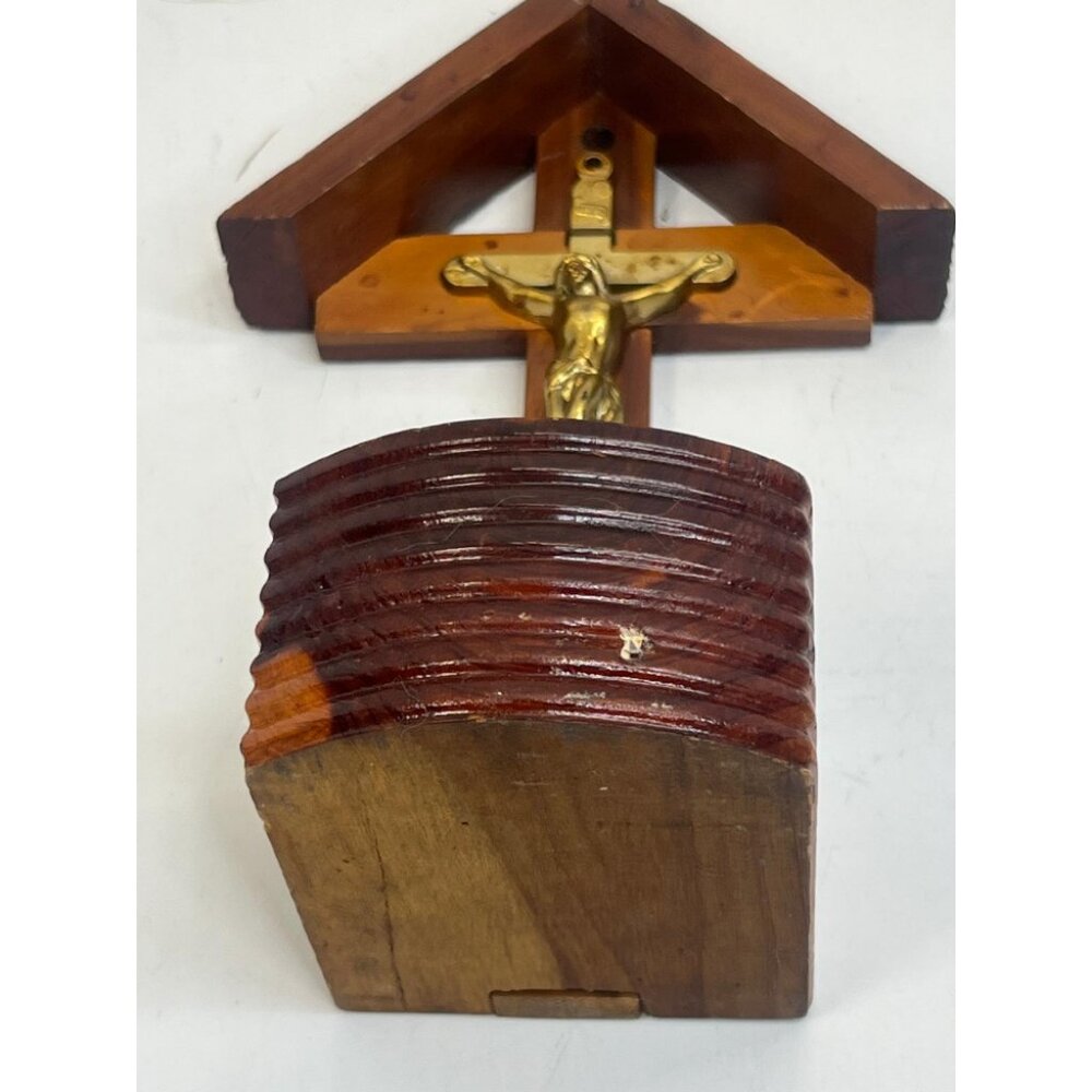 Vintage Wooden Crucifix with Brass Jesus Figure Religious Decor Cape May NJ - Picture 2 of 4